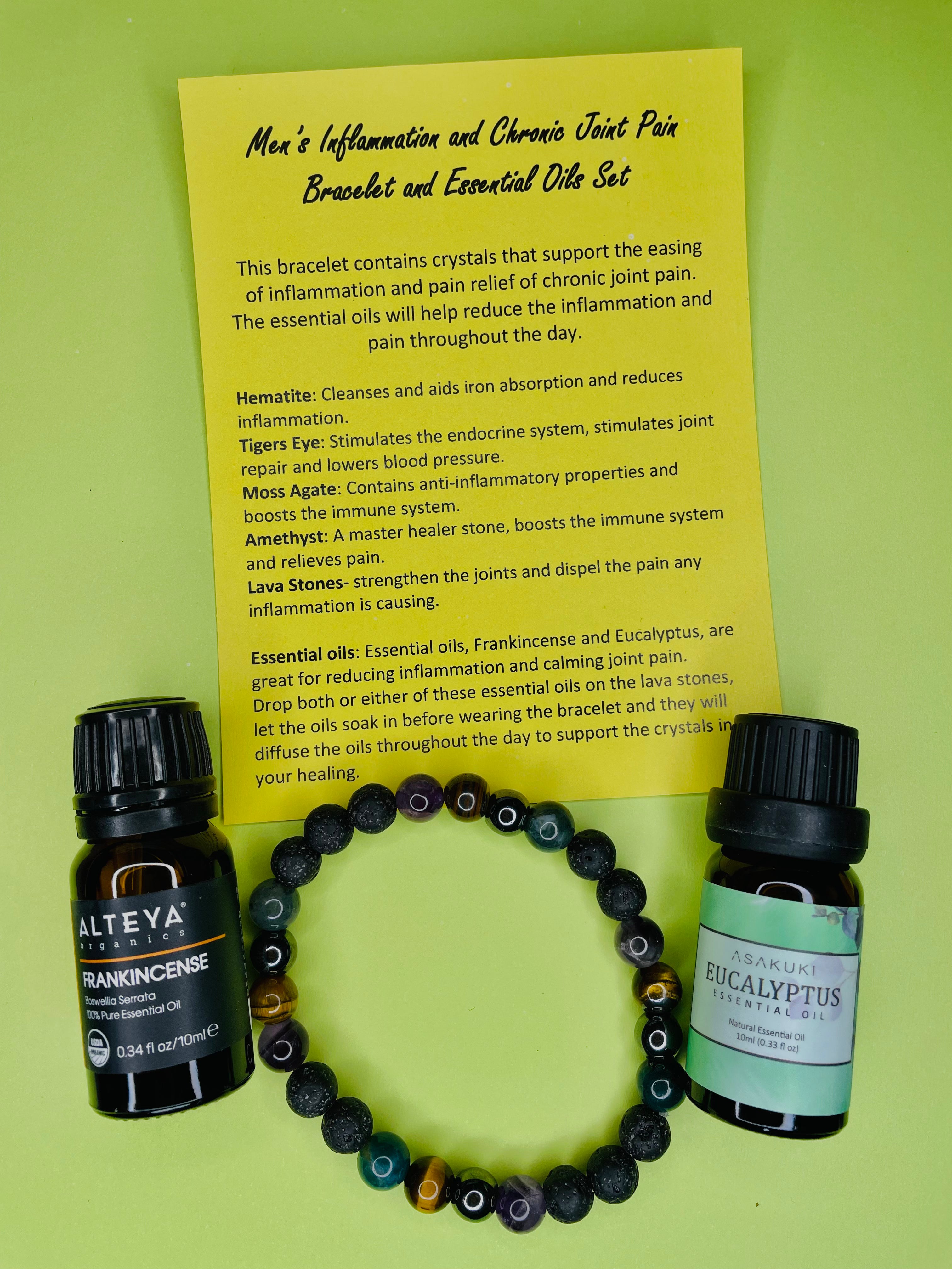 Men s Inflammation and Chronic Joint Pain Bracelet and Essential Oils Set